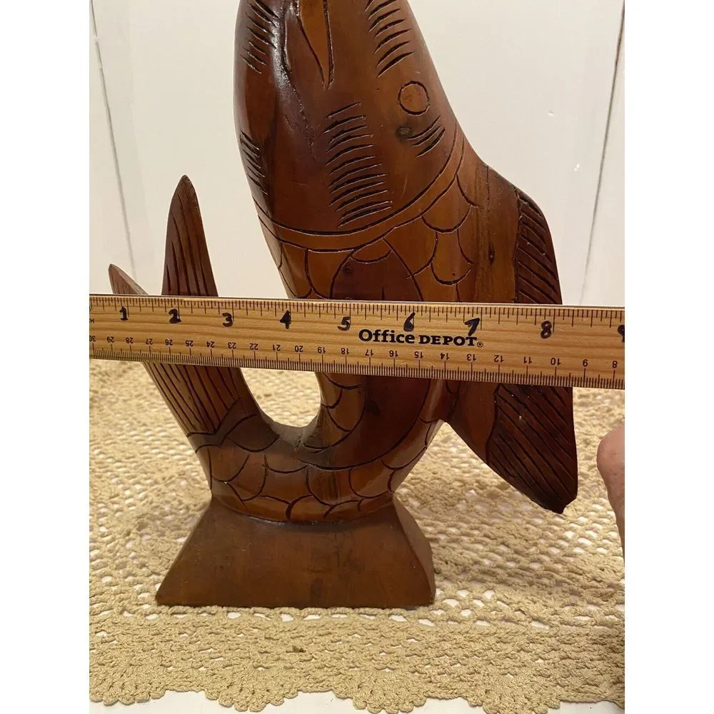 Vintage Hand Carved‎ Wooden Sculptured Fish 13